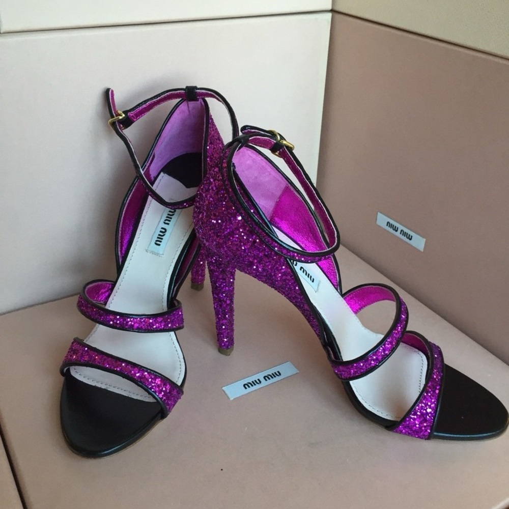 Miu Miu Vintage Women's Pink Glitter Heels